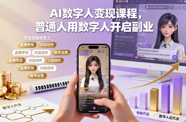 AI数字人变现课程，普通人用数字人开启副业-靠谱项目库