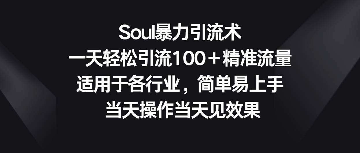 Soul暴力引流术，一天轻松引流100＋精准流量，适用于各行业，简单易上手！-靠谱项目库