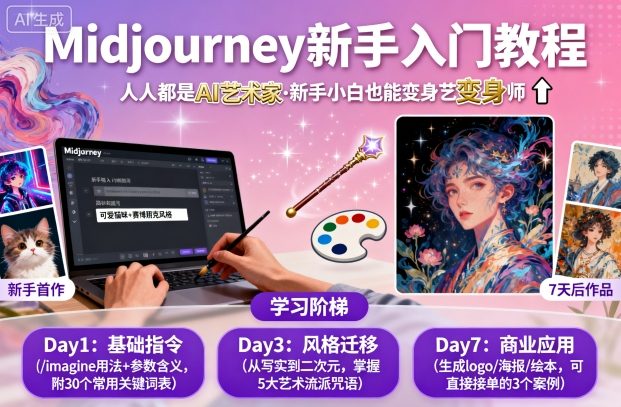 midjourney新手入门教程：人人都是AI艺术家，新手小白也能变身艺术大师-靠谱项目库