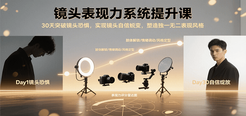 镜头表现力系统提升课，30天突破镜头恐惧实现自信蜕变，塑造独一无二表现风格-靠谱项目库