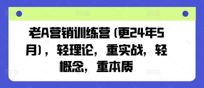 老A营销训练营(更25年6月)，轻理论，重实战，轻概念，重本质-靠谱项目库