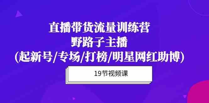 直播带货流量特训营，野路子主播(起新号/专场/打榜/明星网红助博)-靠谱项目库