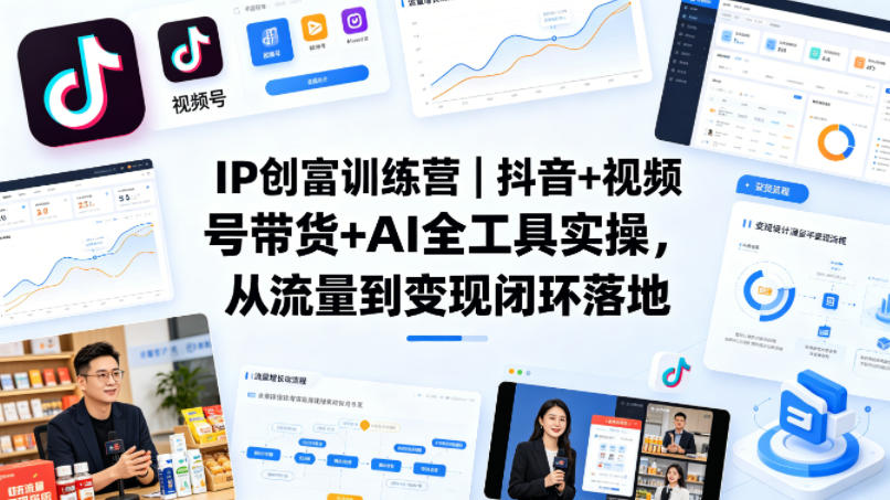 IP创富训练营｜抖音+视频号带货+AI全工具实操，从流量到变现闭环落地-靠谱项目库