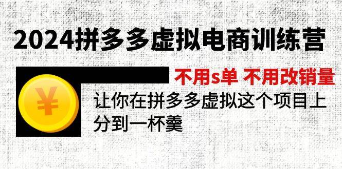 （12024期）2024拼多多虚拟电商训练营 不s单 不改销量  做虚拟项目分一杯羹(更新10节)-靠谱项目库