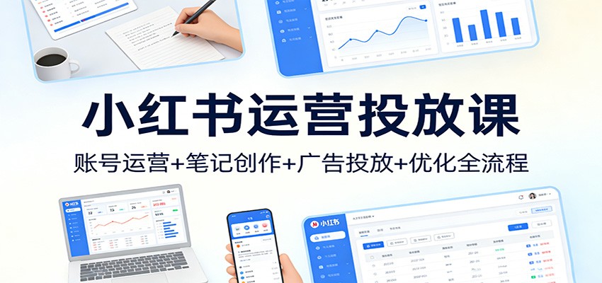 小红书运营投放课：账号运营+笔记创作+广告投放+优化全流程-靠谱项目库