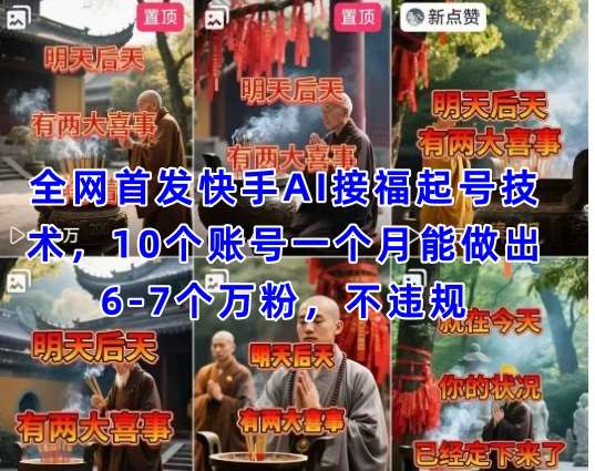全网首发快手AI接福起号涨粉技术，10个账号一个月能做出6-7个万粉，不违规-靠谱项目库