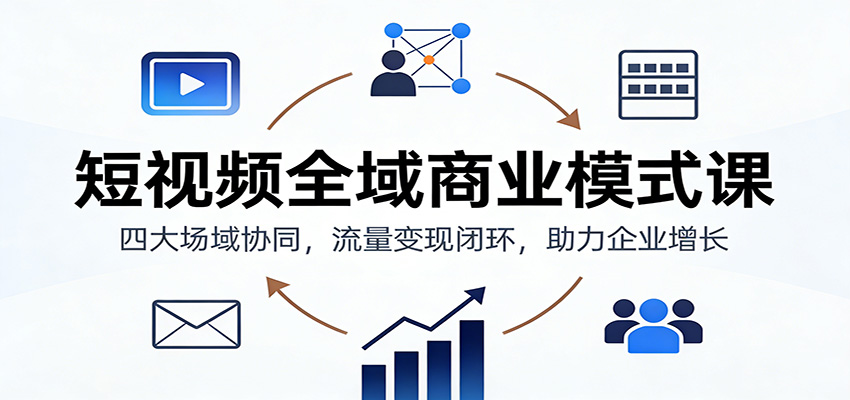 短视频全域商业模式课：四大场域协同，流量变现闭环，助力企业增长-靠谱项目库