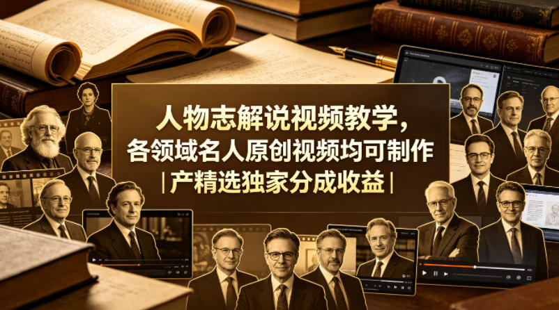 人物志解说视频教学，各领域名人原创视频均可制作丨精选独家分成收益-靠谱项目库