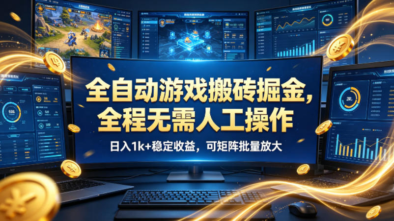 全自动游戏搬砖掘金，全程无需人工操作，日入1k+稳定收益，可矩阵批量放大【揭秘】-靠谱项目库