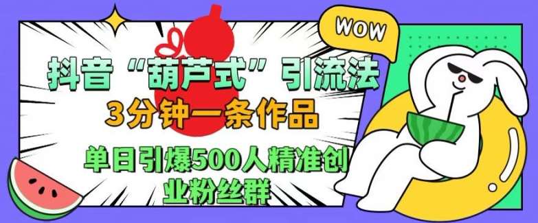 抖音葫芦式引流法，三分钟一条作品，单日引爆抖音500人精准创业粉丝群【揭秘】-靠谱项目库
