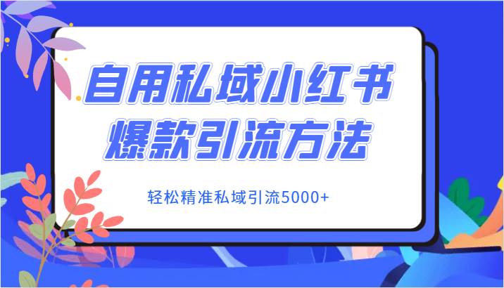 自用私域小红书爆款引流方法，轻松精准私域引流5000+-靠谱项目库