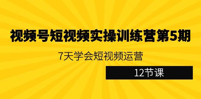 视频号短视频实操训练营第5期：7天学会短视频运营（12节课）-靠谱项目库