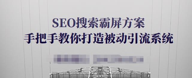 SEO搜索霸屏方案，手把手教你打造被动引流系统【视频课程】-靠谱项目库