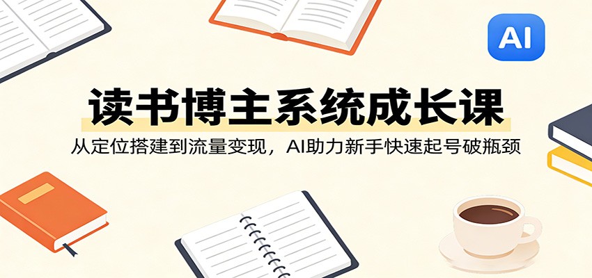 读书博主系统成长课：从定位搭建到流量变现，AI助力新手快速起号破瓶颈-靠谱项目库
