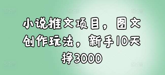 小说推文项目，图文创作玩法，新手10天挣3000-靠谱项目库