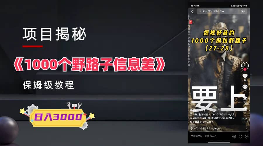 1000个野路子信息差保姆式教程-单日变现3000+的玩法解密-靠谱项目库