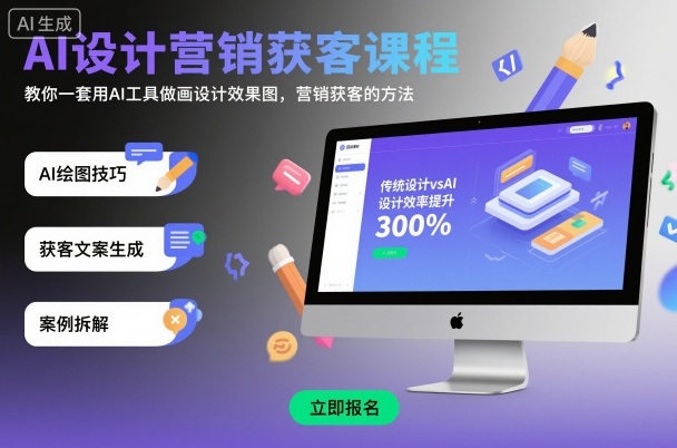 AI设计营销获客课程，教你一套用AI工具做画设计效果图，营销获客的方法-靠谱项目库