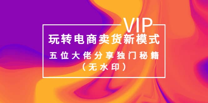 某收费培训：玩转电商卖货新模式，五位大佬分享独门秘籍（无水印）-靠谱项目库
