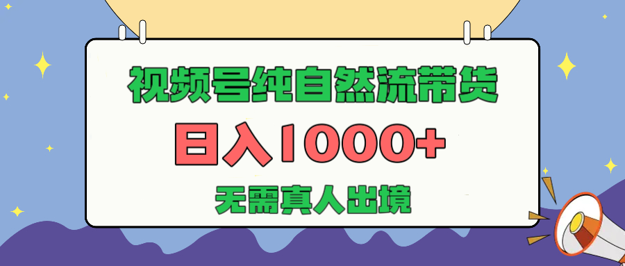 视频号纯自然流带货，日入1000+，无需真人出境，新手小白也可操作-靠谱项目库