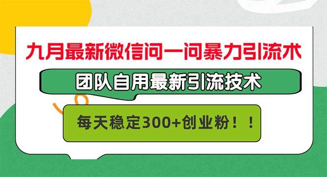 （12735期）九月最新微信问一问暴力引流术，团队自用引流术，每天稳定300+创…-靠谱项目库