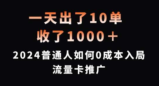 一天出了10单，收了1000+，2024普通人如何0成本入局流量卡推广【揭秘】-靠谱项目库