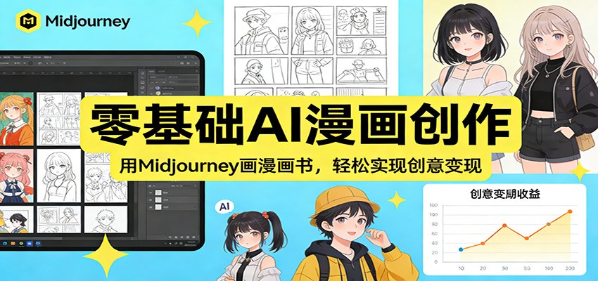 零基础AI漫画创作：用Midjourney画漫画书，轻松实现创意变现-靠谱项目库