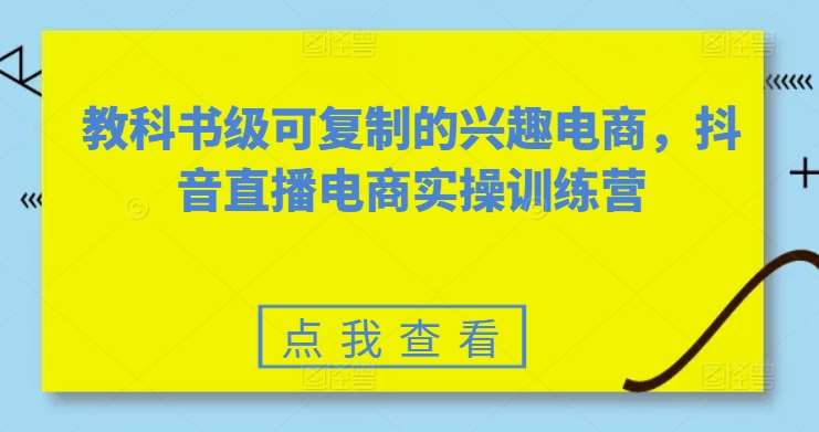 教科书级可复制的兴趣电商，抖音直播电商实操训练营-靠谱项目库