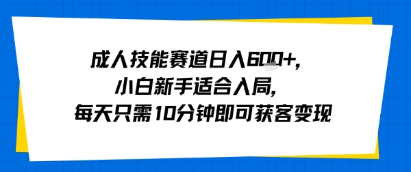 成人技能赛道日入多张，小白新手适合入局，每天只需10分钟即可获客变现-靠谱项目库