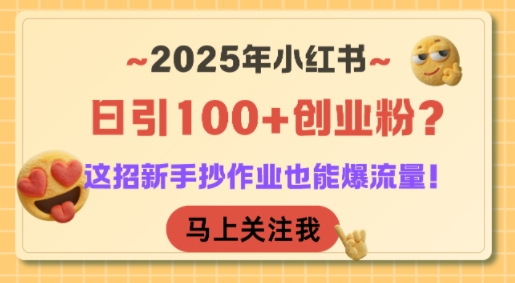 2025年小红书日引100+创业粉？这招新手抄作业也能爆流量！-靠谱项目库