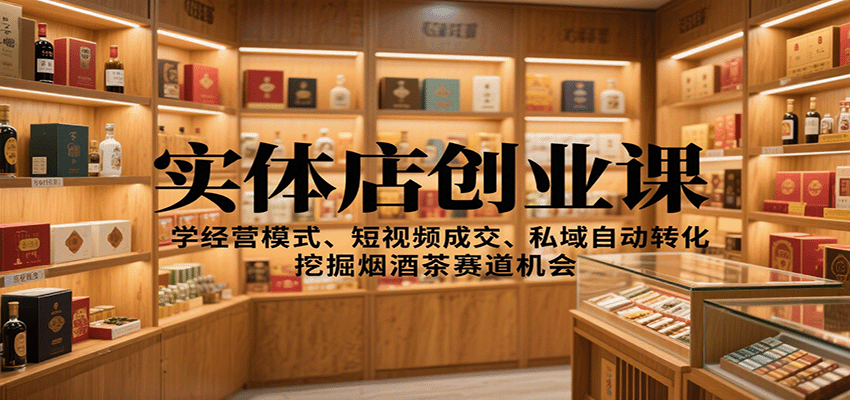 实体店创业课：学经营模式、短视频成交、私域自动转化，挖掘烟酒茶赛道机会-靠谱项目库