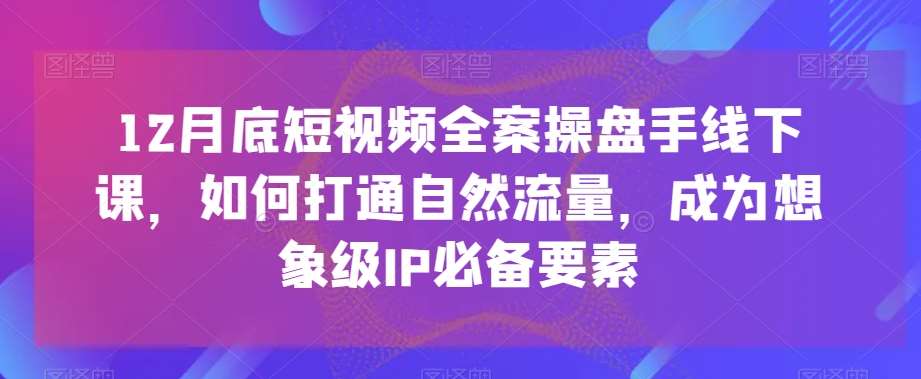 12月底短视频全案操盘手线下课，如何打通自然流量，成为想象级IP必备要素-靠谱项目库