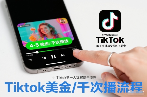 TK中视频计划项目，Tiktok第一人称解说流程，每干次播放奖励4-5美金-靠谱项目库