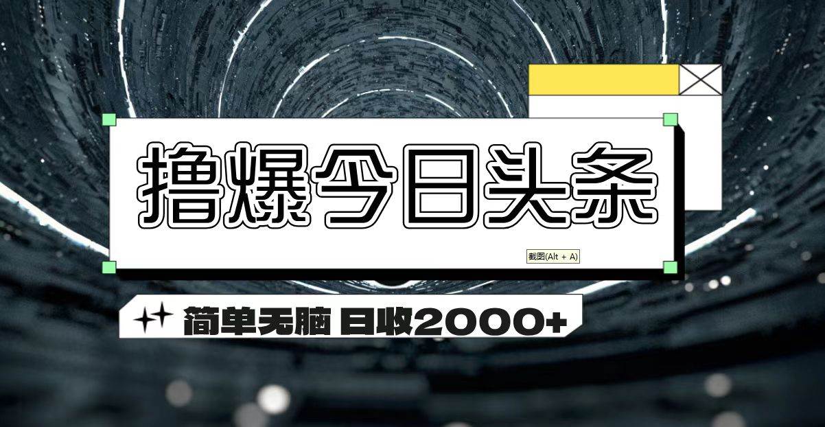 （11665期）撸爆今日头条 简单无脑操作 日收2000+-靠谱项目库