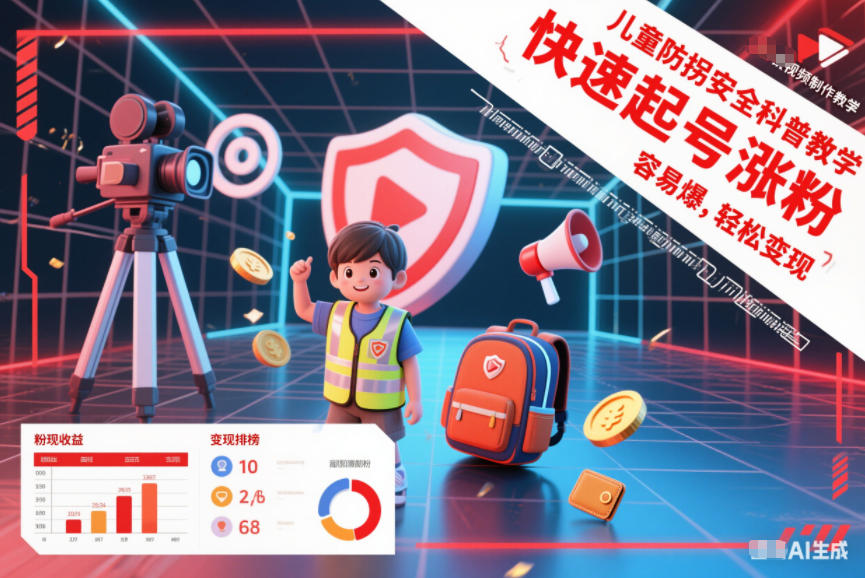 儿童防拐安全科普知识视频制作教学，快速起号涨粉，容易爆，轻松变现-靠谱项目库