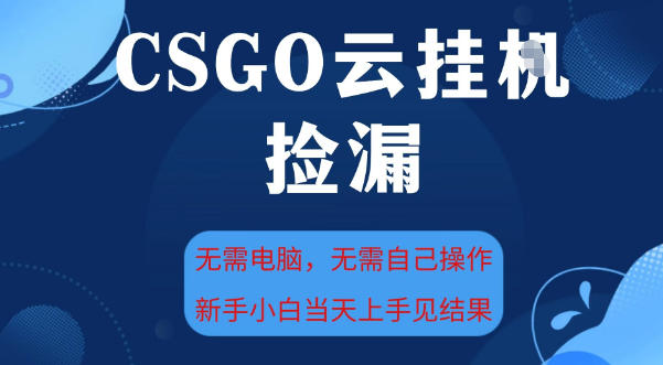CSGO云挂G全自动捡漏，最新独家玩法，无需电脑操作，新手小白日入5张+【揭秘】-靠谱项目库