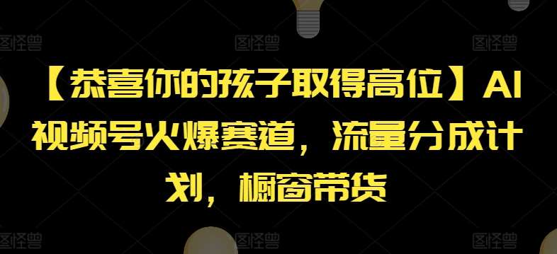【恭喜你的孩子取得高位】AI视频号火爆赛道，流量分成计划，橱窗带货【揭秘】-靠谱项目库