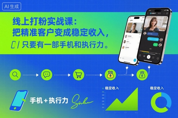 线上打粉实战课：把精准客户变成稳定收入，只要有一部手机和执行力-靠谱项目库
