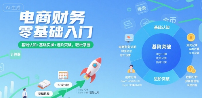 电商财务零基础入门，基础认知+基础实操+进阶突破，轻松掌握-靠谱项目库