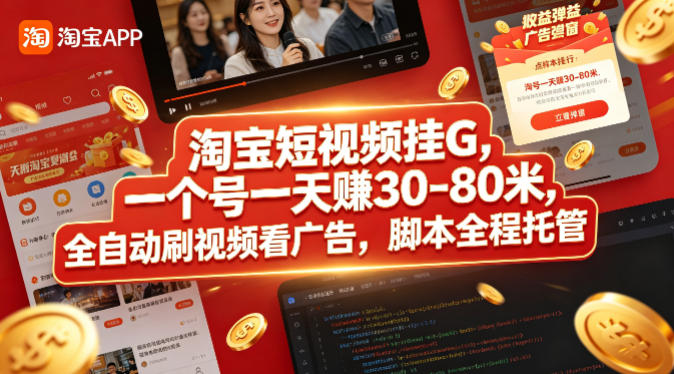 淘宝短视频挂G，一个号一天 賺30-80米，全自动刷视频看广告，脚本全程托管【揭秘】-靠谱项目库