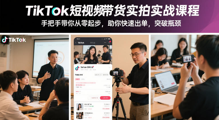 TikTok短视频带货实拍实战课程，手把手带你从零起步，助你快速出单，突破瓶颈-靠谱项目库