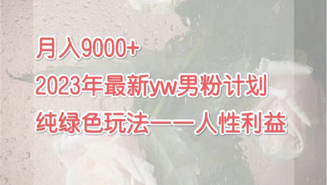 月入9000+2023年9月最新yw男粉计划绿色玩法——人性之利益-靠谱项目库