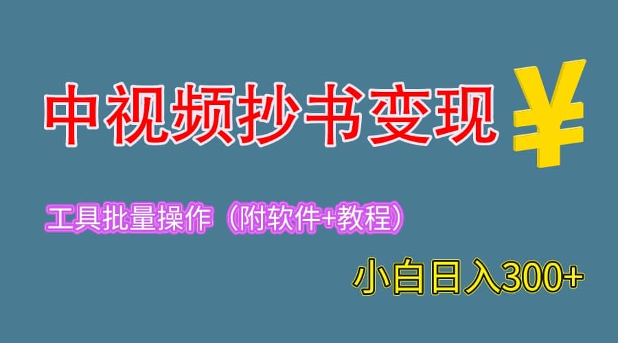 2023中视频抄书变现（附工具+教程），一天300+，特别适合新手操作的副业-靠谱项目库