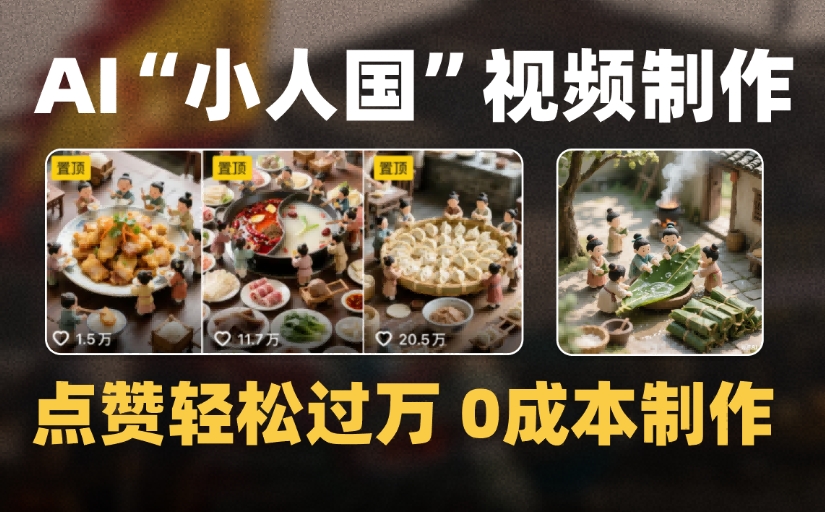 爆款1000W+微缩景观迷你小人国AI视频，0成本制作全流程教学-靠谱项目库
