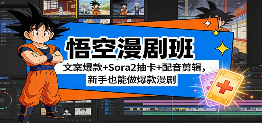 悟空漫剧班：文案爆款+Sora2抽卡+配音剪辑，新手也能做爆款漫剧-靠谱项目库