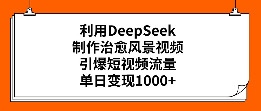 利用DeepSeek制作，治愈风景视频，引爆短视频流量，单日变现1000+-靠谱项目库