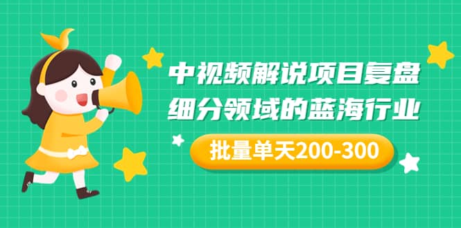 某付费文章：中视频解说项目复盘：细分领域的蓝海行业 批量单天200-300收益-靠谱项目库