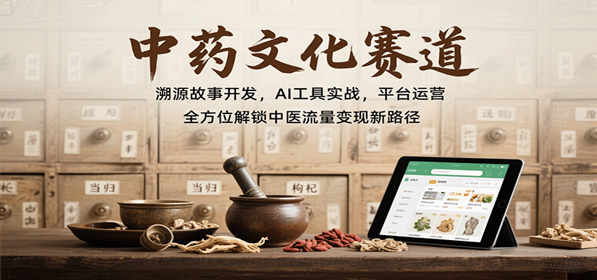 中药文化赛道：溯源故事开发，AI工具实战，平台运营，全方位解锁中医流量变现新路径-靠谱项目库
