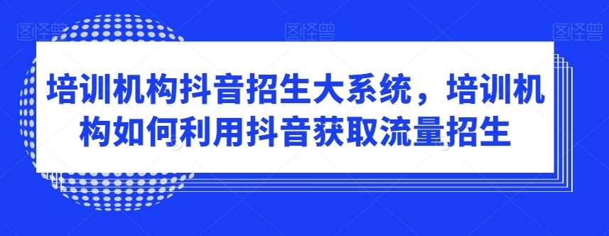 培训机构抖音招生大系统，培训机构如何利用抖音获取流量招生-靠谱项目库