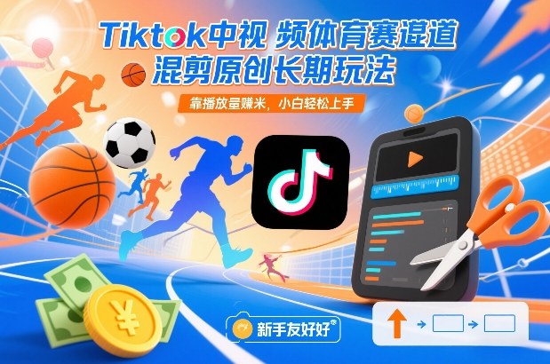 Tiktok中视频体育赛道混剪原创长期玩法，靠播放量賺米，小白轻松上手-靠谱项目库