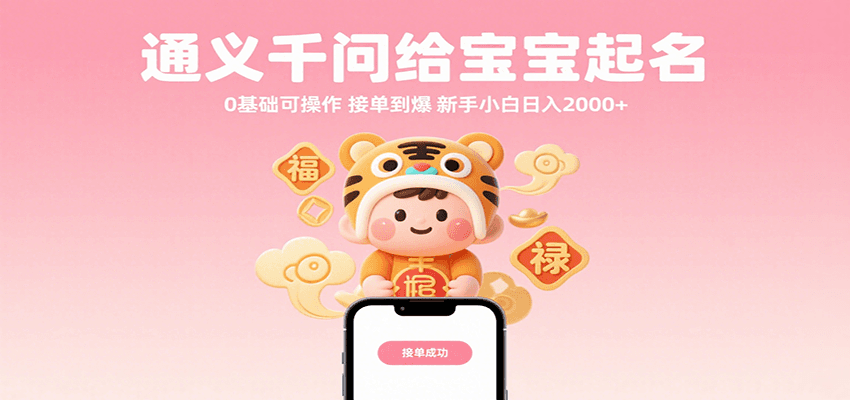 通义千问给宝宝起名 0基础可操作 接单到爆 新手小白日入2000+-靠谱项目库
